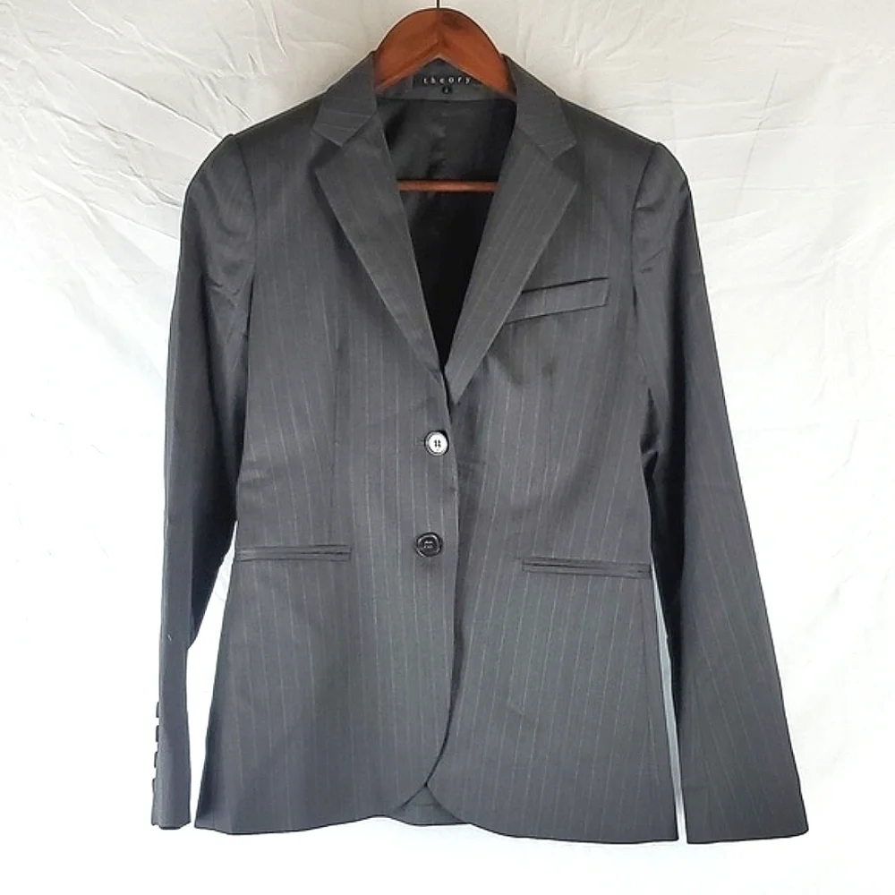 Theory Gabe Gray‎ Pinstripe Wool Blazer